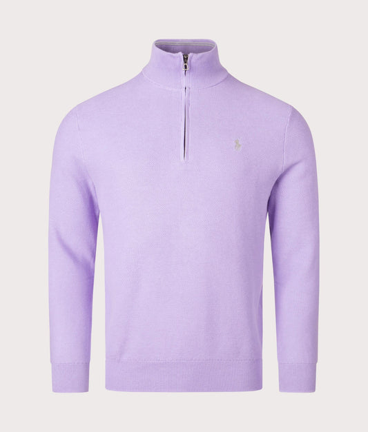 Quarter Zip Contrast Logo Knit Jumper