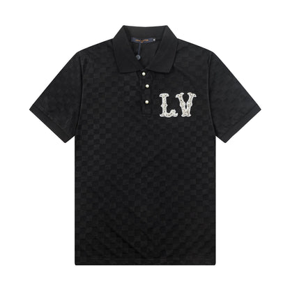 250305 New high quality knitted checkered polo shirt