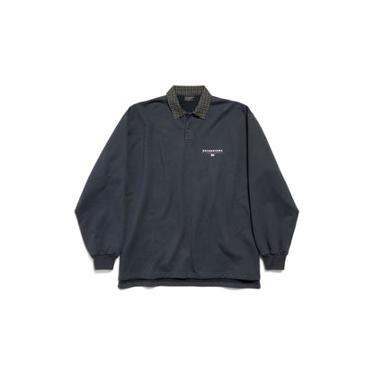 MEN'S UNITY SPORT LONG SLEEVE SHIRT COLLAR POLO IN FADED BLACK