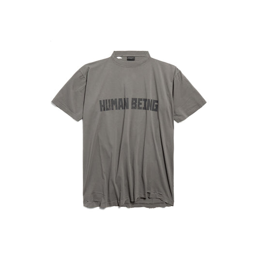 MEN'S HUMAN BEING SHIFTED T-SHIRT IN DARK GREY
