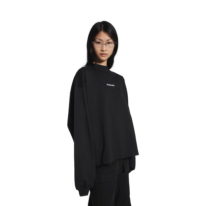 WOMEN'S BALENCIAGA BACK CROPPED LONG SLEEVE T-SHIRT IN BLACK/WHITE