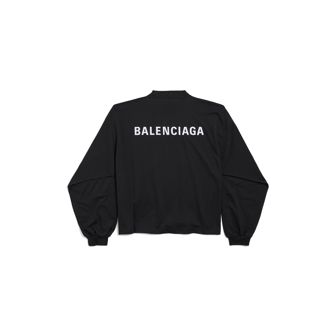 WOMEN'S BALENCIAGA BACK CROPPED LONG SLEEVE T-SHIRT IN BLACK/WHITE
