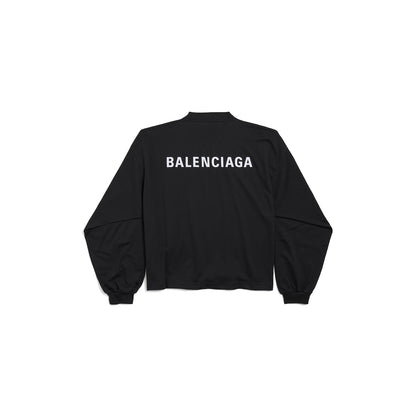 WOMEN'S BALENCIAGA BACK CROPPED LONG SLEEVE T-SHIRT IN BLACK/WHITE