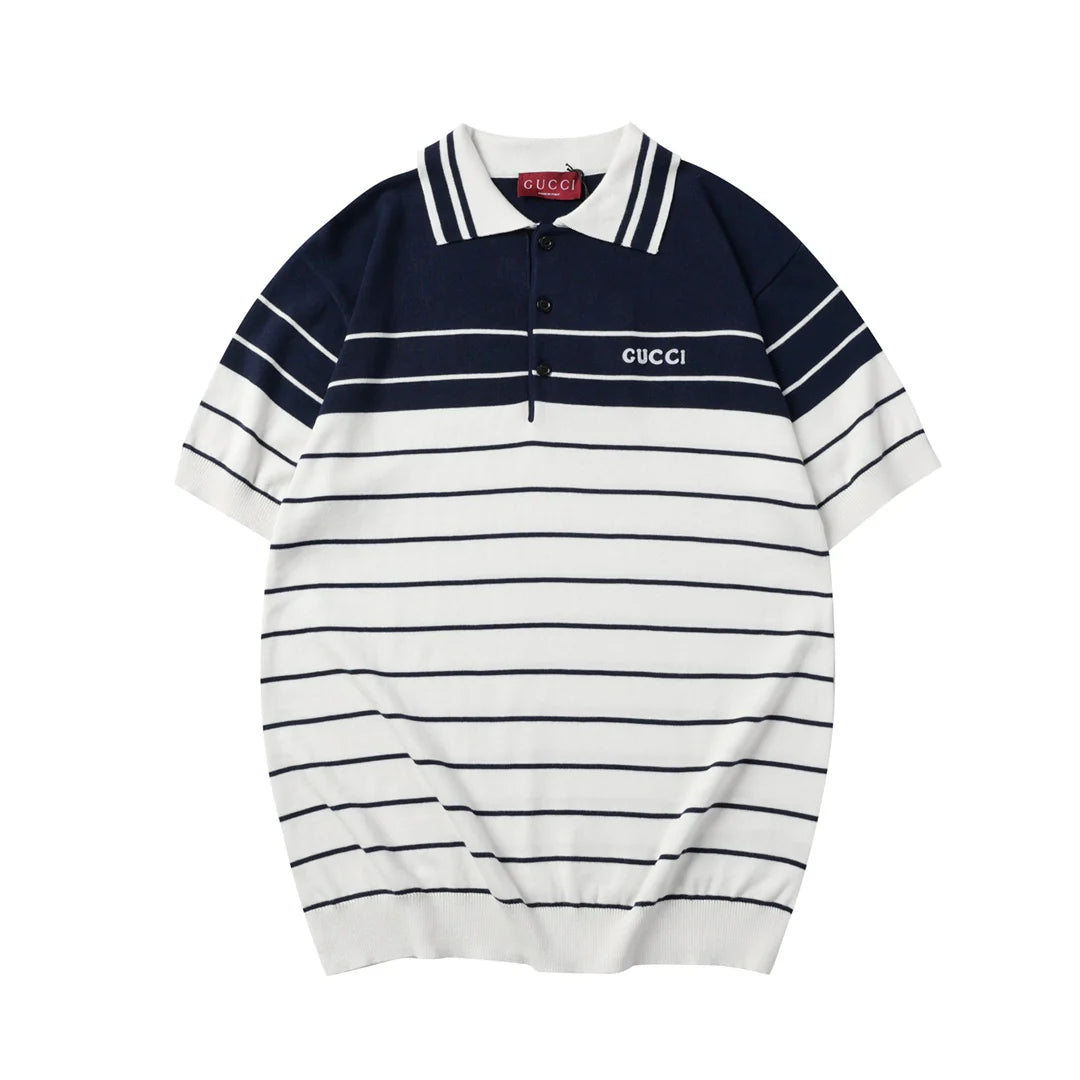 250908 New high-quality soft jacquard striped knitted POLO