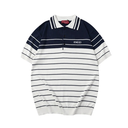 250908 New high-quality soft jacquard striped knitted POLO