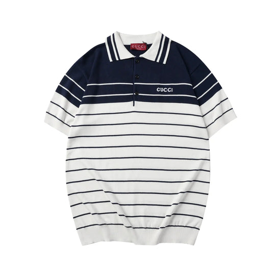 250908 New high-quality soft jacquard striped knitted POLO