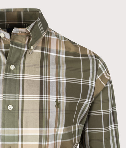 Custom Fit Plaid Stretch Poplin Shirt