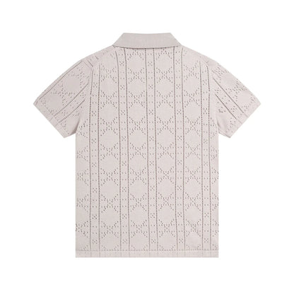 250313 New features diamond hollowed-out jersey lapel POLO