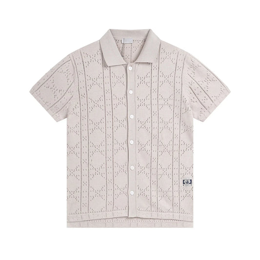 250313 New features diamond hollowed-out jersey lapel POLO
