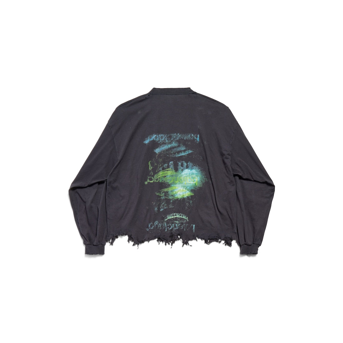 MEN'S DIY IMPRINT CROPPED LONG SLEEVE T-SHIRT IN BLACK FADED