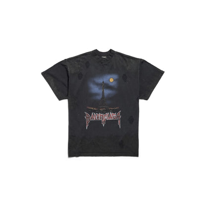 MEN'S PARIS MOON DOUBLE FRONT T-SHIRT OVERSIZED IN BLACK