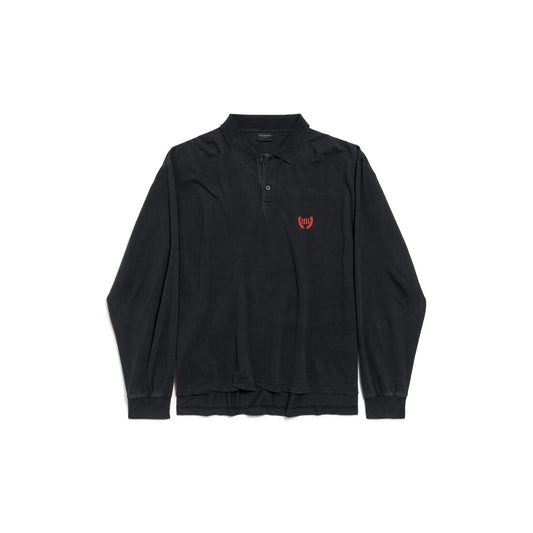 MEN'S LAUREL CLASSIC LONG SLEEVE REGULAR POLO IN FADED BLACK