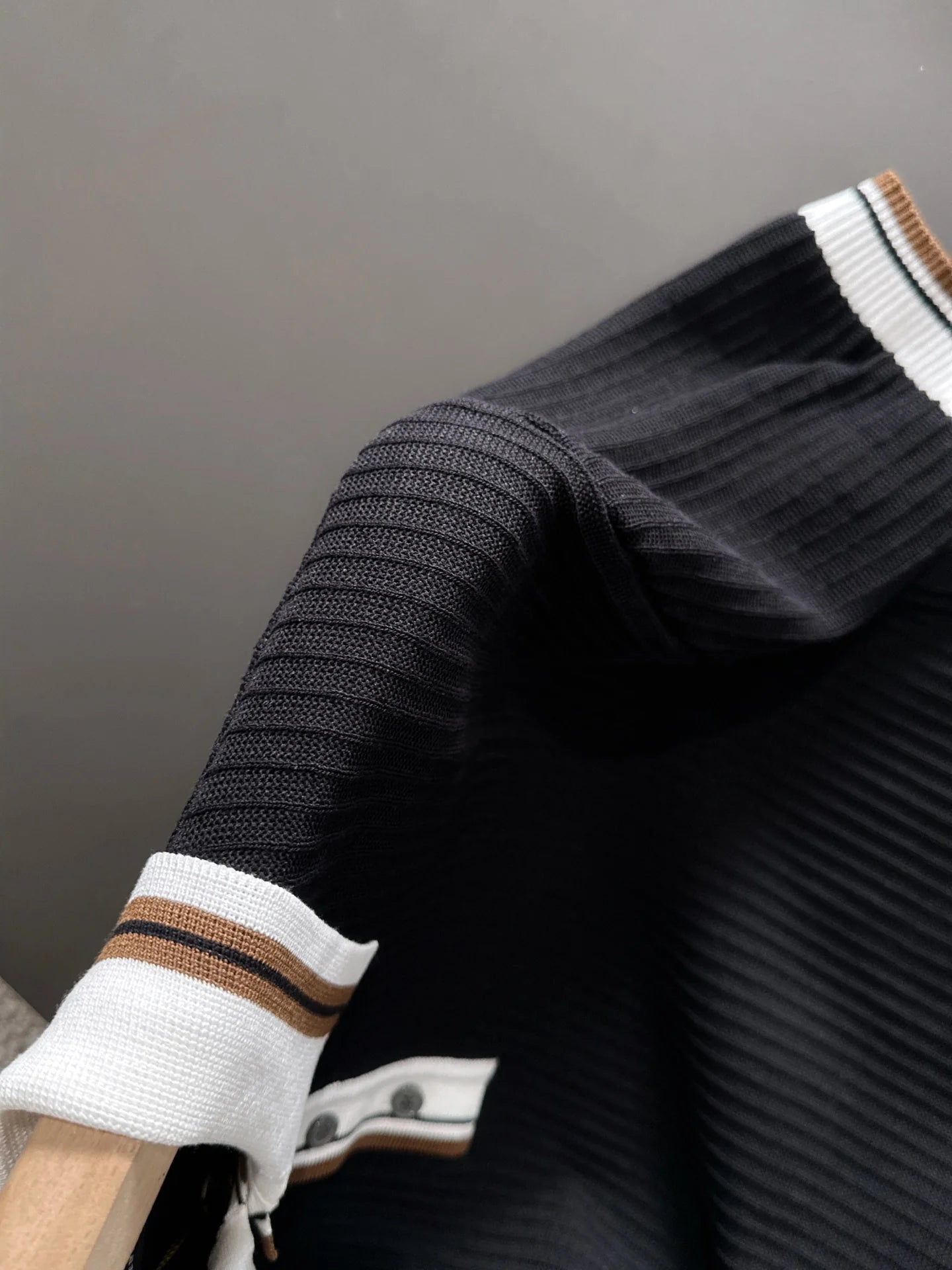 260511 New high-quality combed cotton yarn interwoven collar-neck knitted POLO