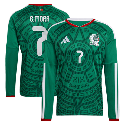 Gilberto Mora Mexico National Team 2026  Home Replica Long Sleeve Jersey - Green
