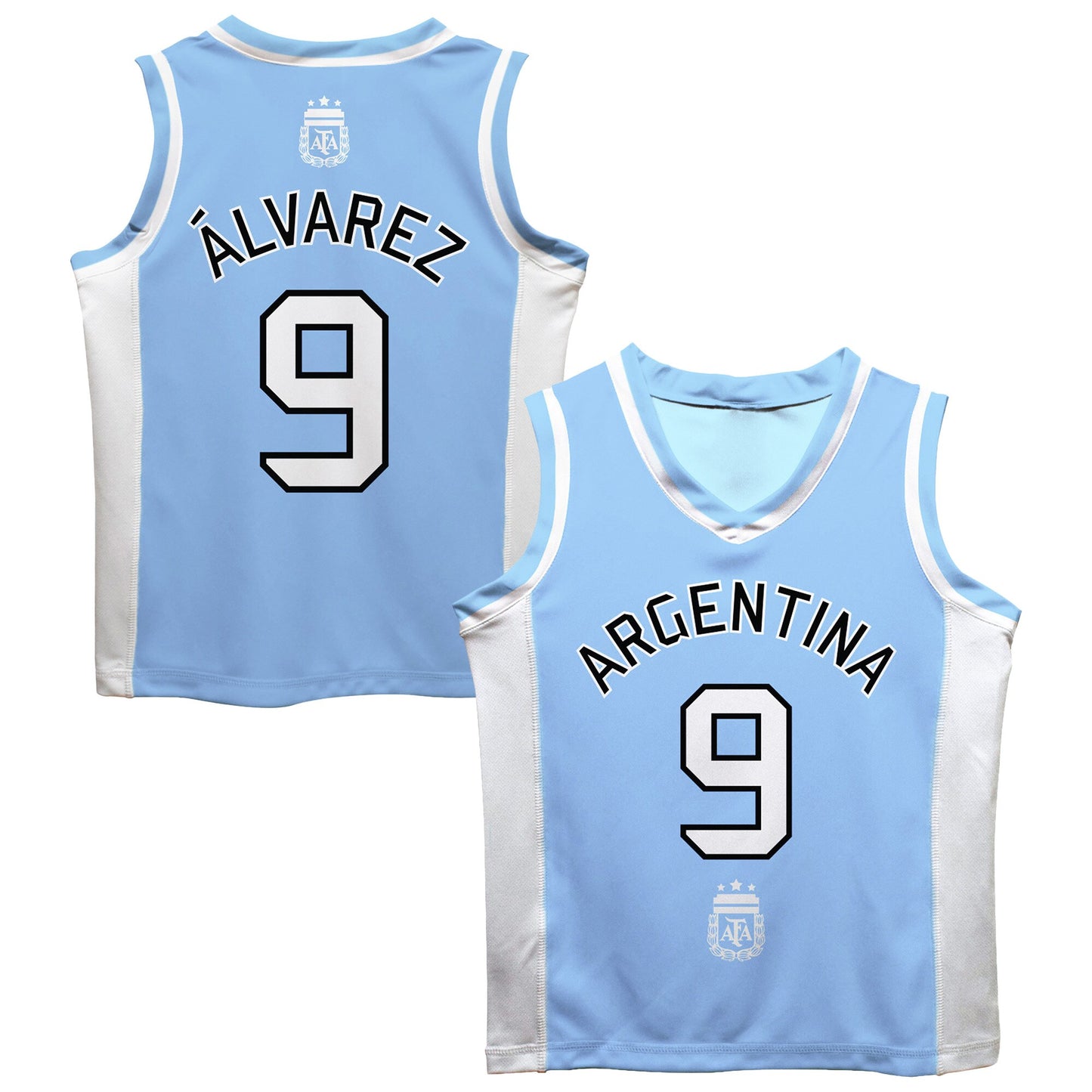 Julián Álvarez Argentina National Team Vive La Fete  Mesh Basketball Jersey - Light Blue