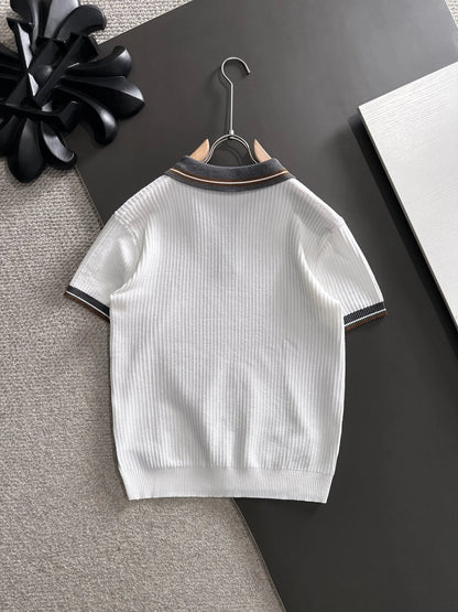 260511 New high-quality combed cotton yarn interwoven collar-neck knitted POLO